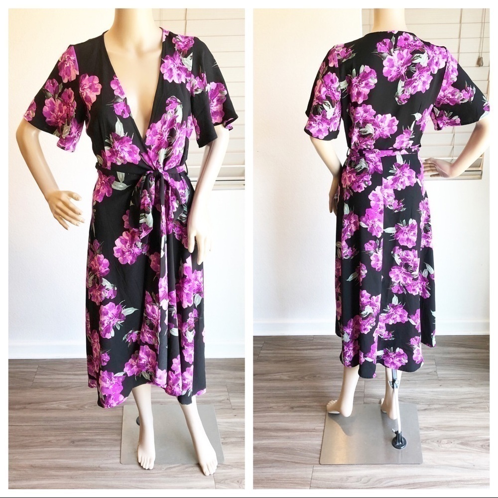 Forever 21 Contemporary floral print high low wrap dress